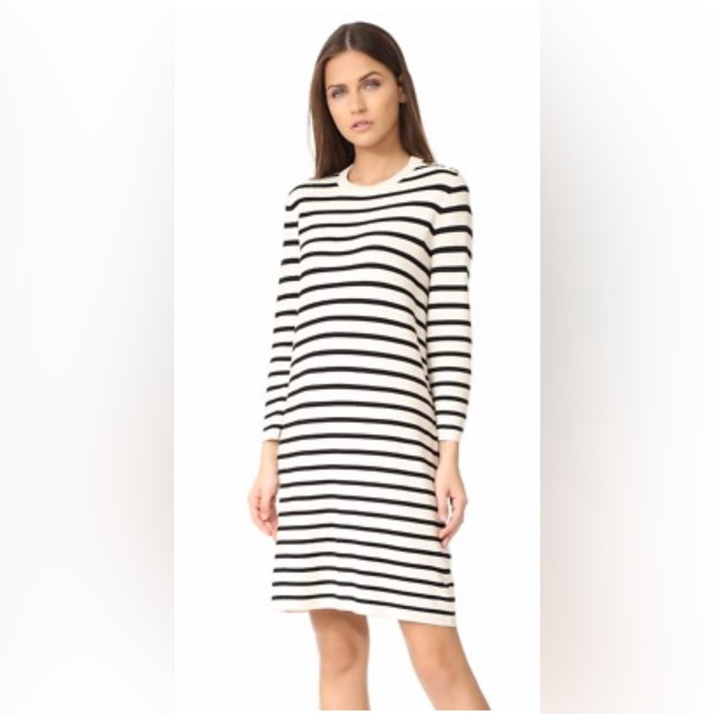 THEORY Striped Black and White Shift Dress Size Small